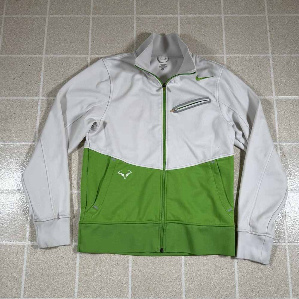 Vtg Y2K Nike Rafa Nadal 2011 Monte Carlo Men's Tennis Jacket Sz Sm White Green
